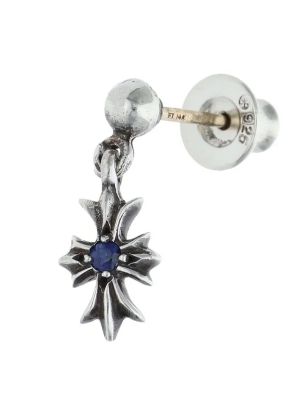 Chrome Hearts Tny CH Pls 1 Sap Tiny Ech Plus Drop Silver Earrings